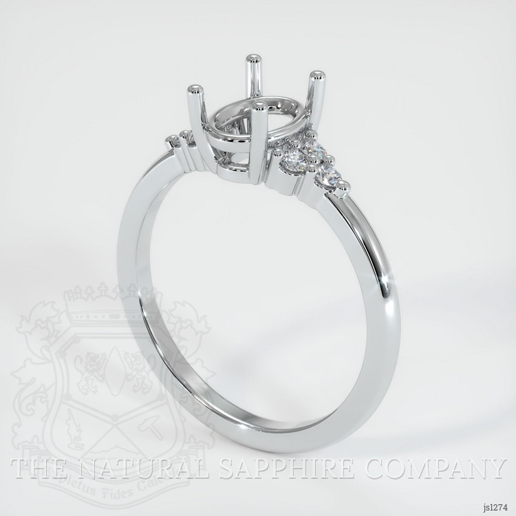 14K White Gold Accent Stones Ring Setting