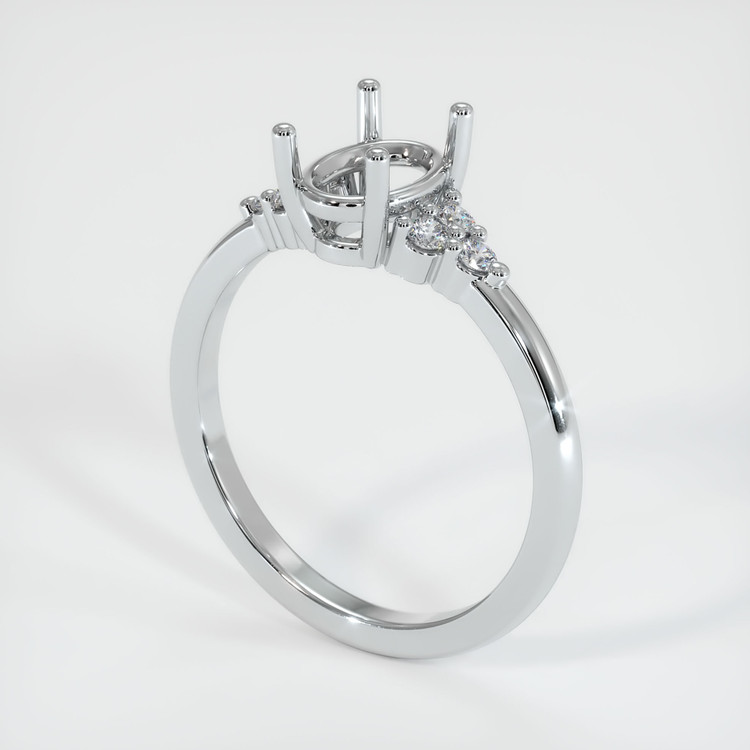 14K White Gold Accent Stones Ring Setting