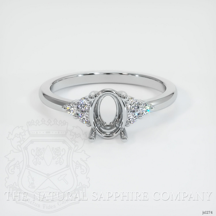 14K White Gold Accent Stones Ring Setting