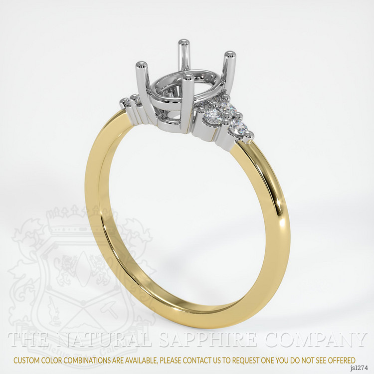 14K White & Yellow Accent Stones Ring Setting