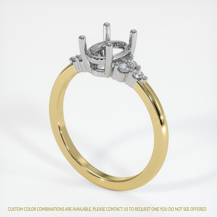 14K White & Yellow Accent Stones Ring Setting