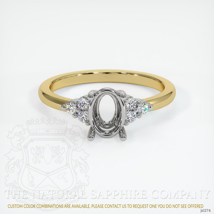 14K White & Yellow Accent Stones Ring Setting