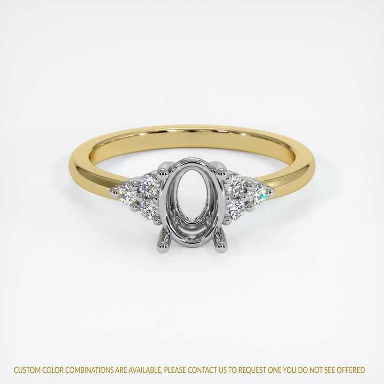 14K White & Yellow Accent Stones Ring Setting