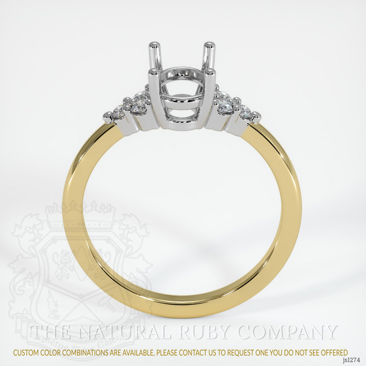 14K White & Yellow Accent Stones Ring Setting