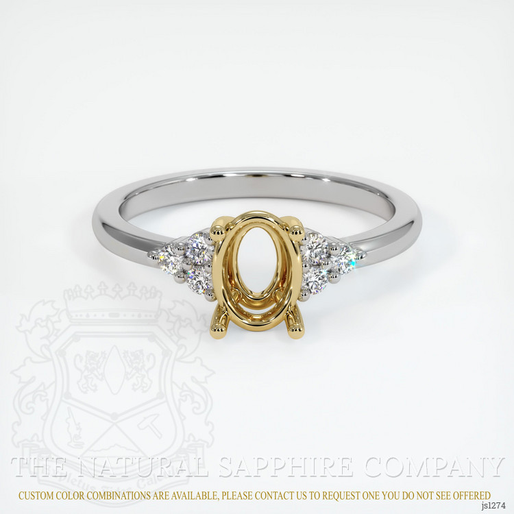 14K Yellow & White Accent Stones Ring Setting