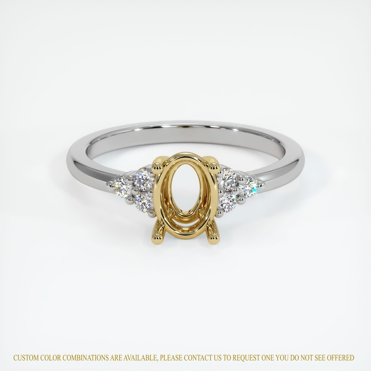 14K Yellow & White Accent Stones Ring Setting