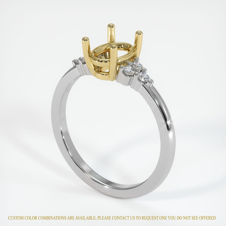 18K Yellow & White Accent Stones Ring Setting