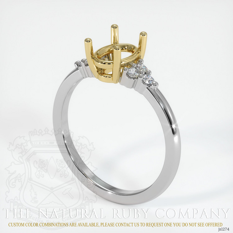 18K Yellow & White Accent Stones Ring Setting