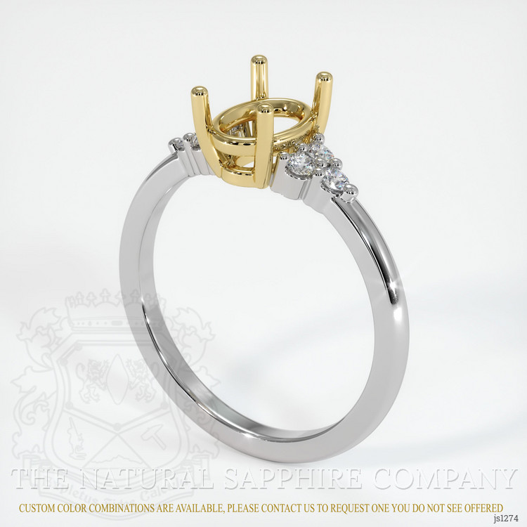 18K Yellow & White Accent Stones Ring Setting