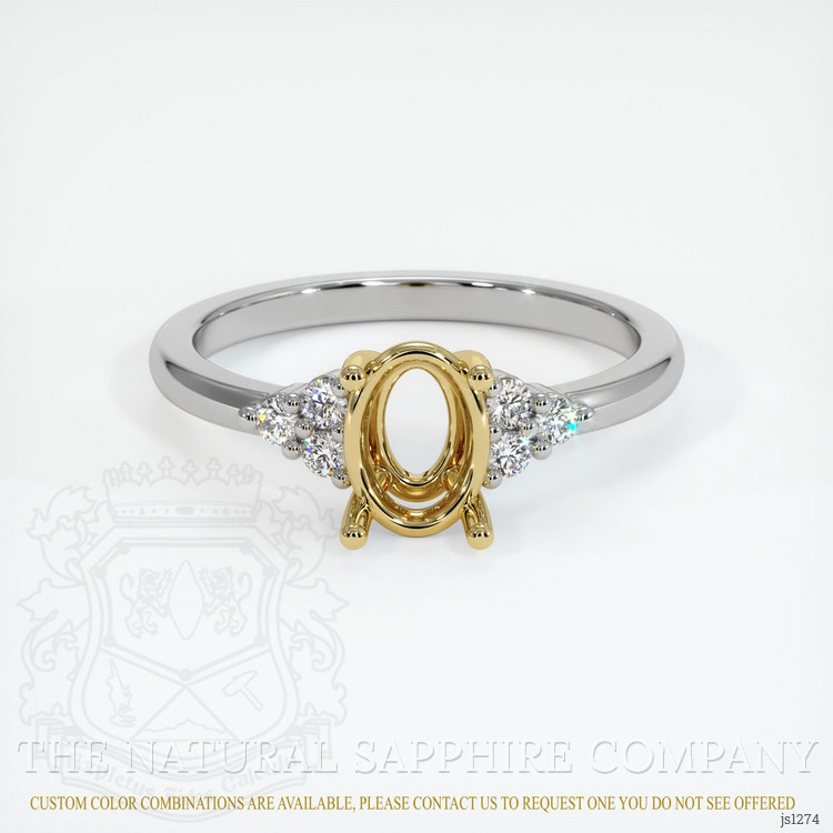 18K Yellow & White Accent Stones Ring Setting