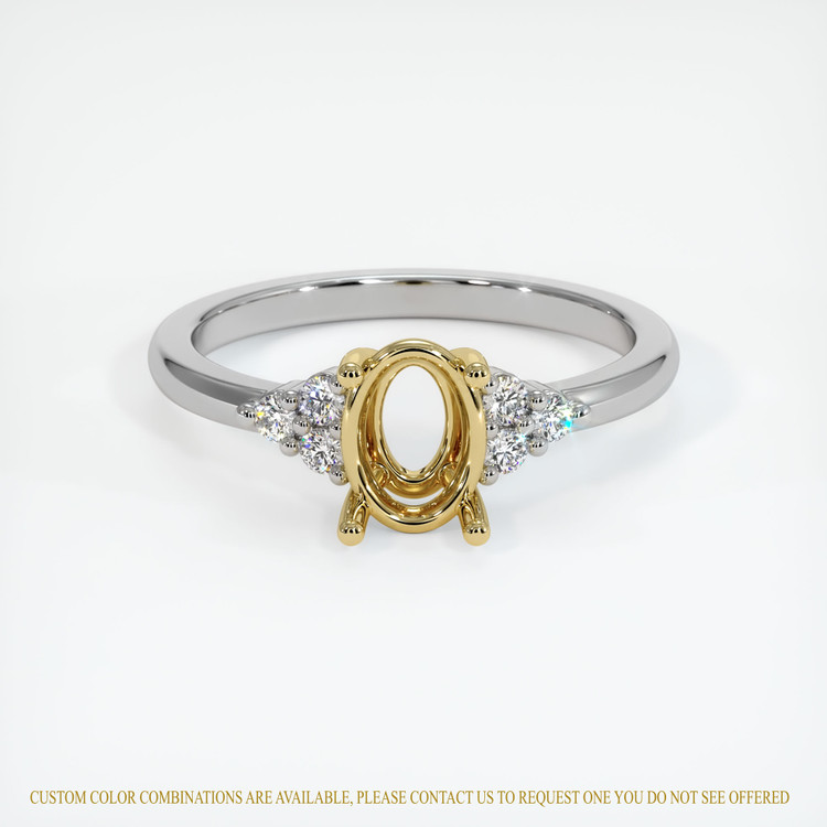 18K Yellow & White Accent Stones Ring Setting