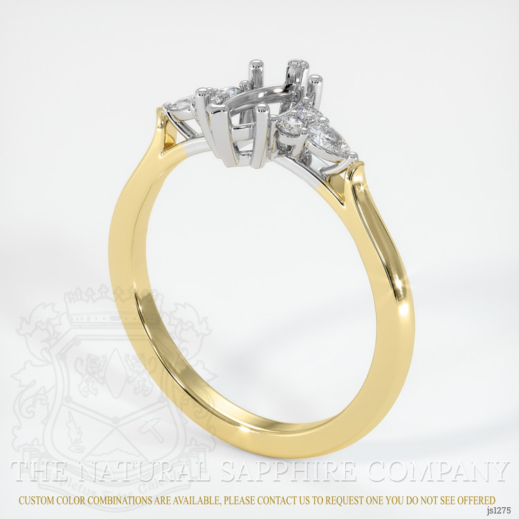 14K White & Yellow Accent Stones Ring Setting