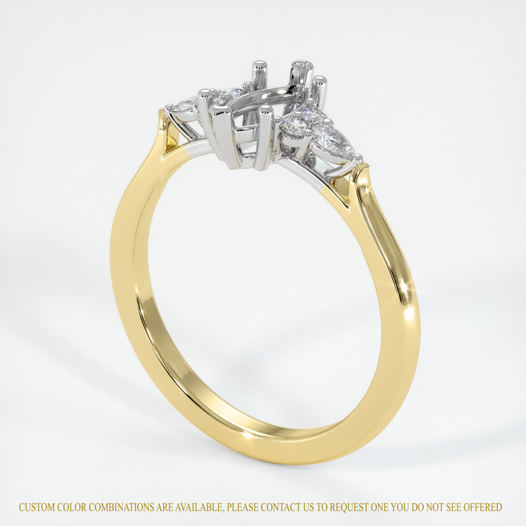 14K White & Yellow Accent Stones Ring Setting