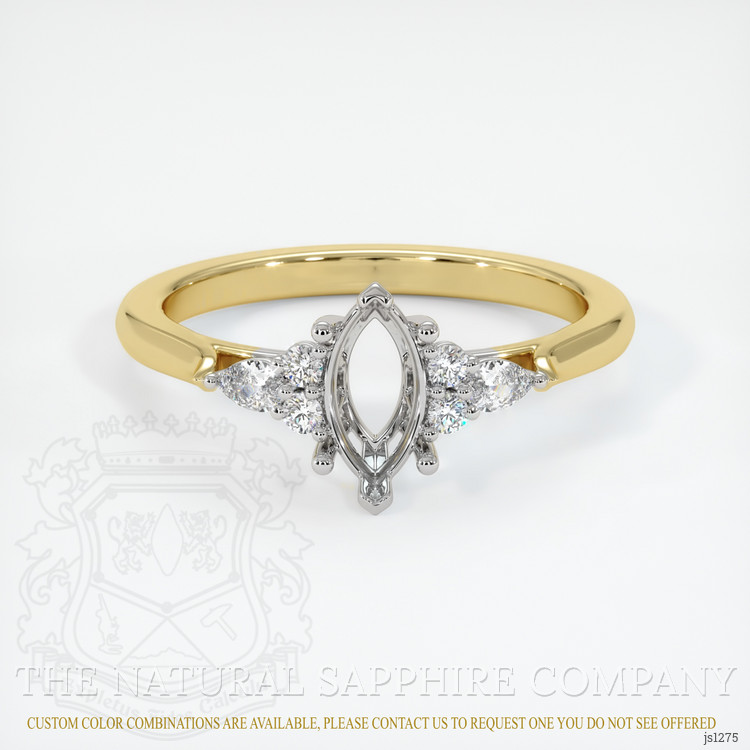 14K White & Yellow Accent Stones Ring Setting
