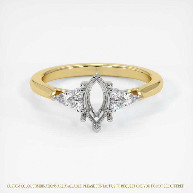 14K White & Yellow Accent Stones Ring Setting