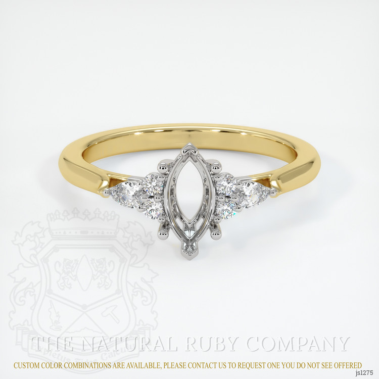 14K White & Yellow Accent Stones Ring Setting