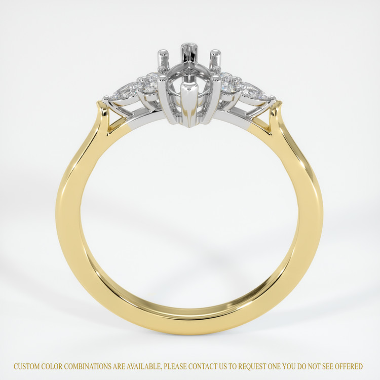 14K White & Yellow Accent Stones Ring Setting