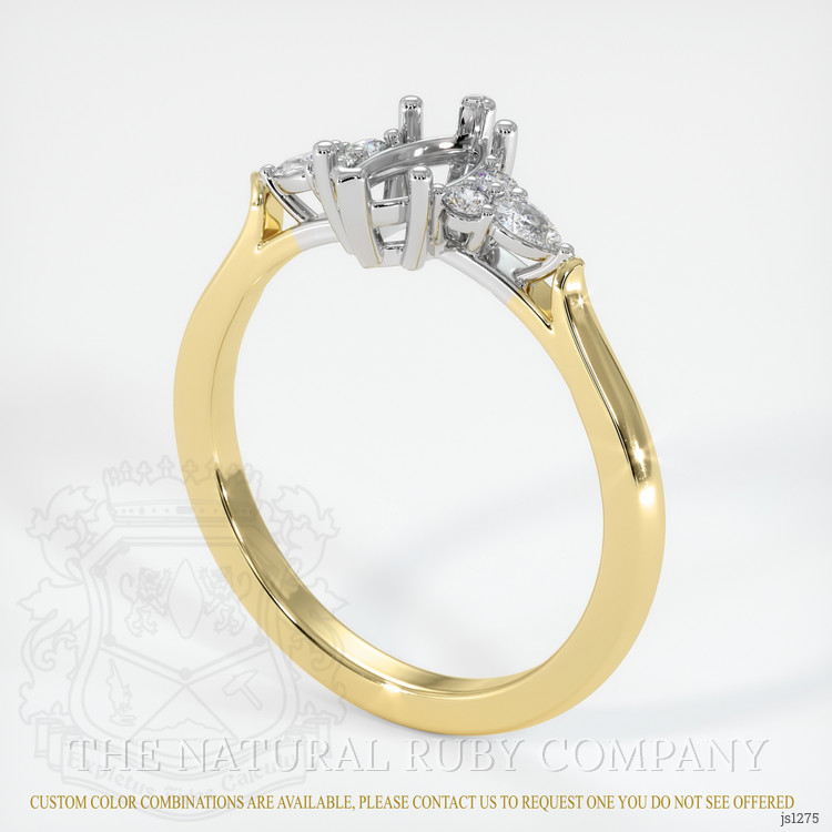 18K White & Yellow Accent Stones Ring Setting