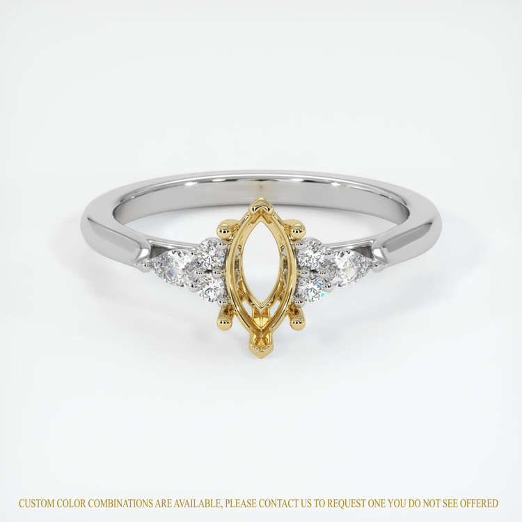14K Yellow & White Accent Stones Ring Setting