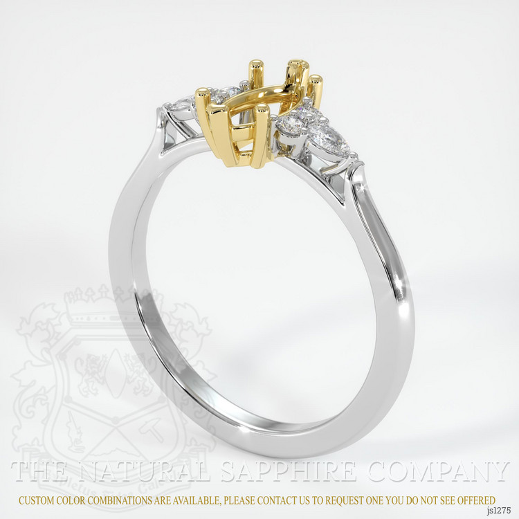 18K Yellow & White Accent Stones Ring Setting