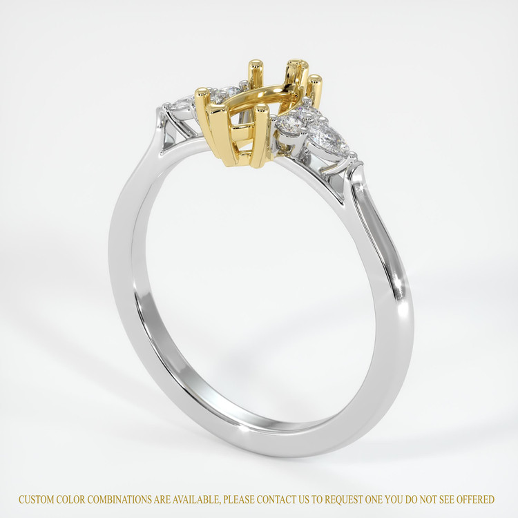 18K Yellow & White Accent Stones Ring Setting