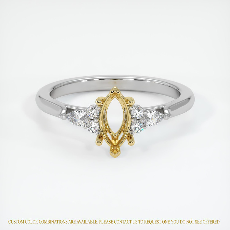 18K Yellow & White Accent Stones Ring Setting