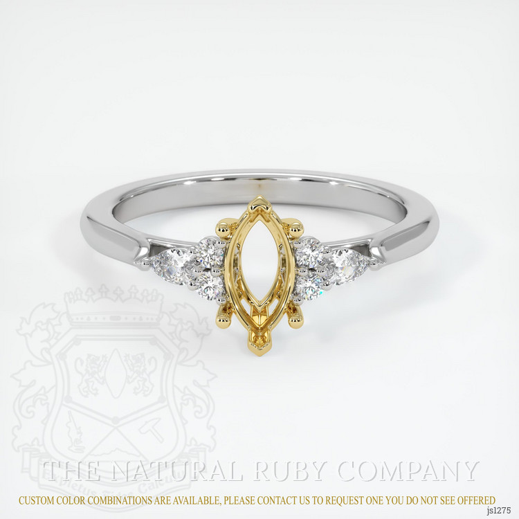 18K Yellow & White Accent Stones Ring Setting
