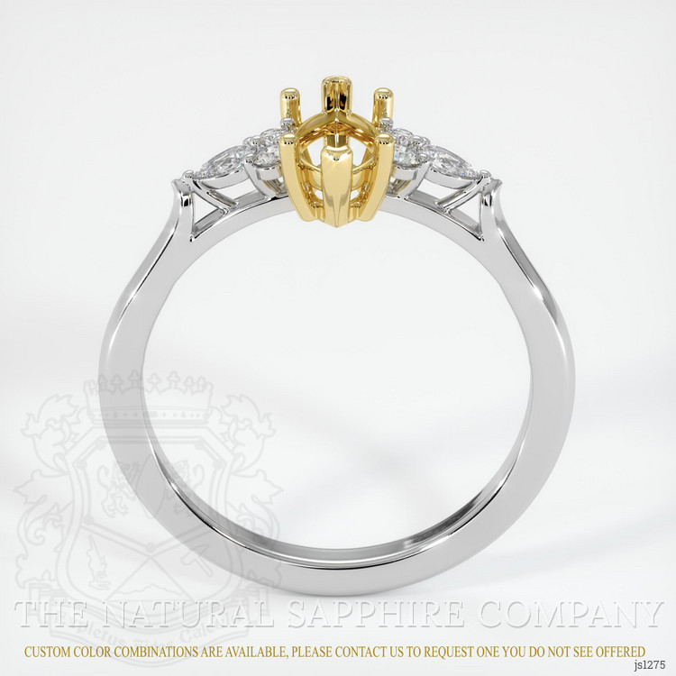 18K Yellow & White Accent Stones Ring Setting