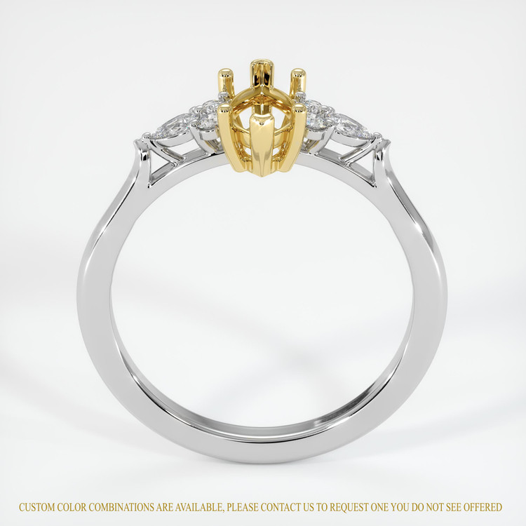 18K Yellow & White Accent Stones Ring Setting