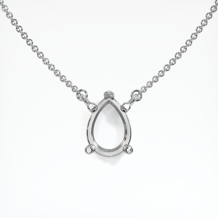 14K White Gold Solitaire Necklace Setting