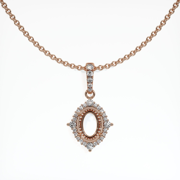 14K Rose Gold Halo Pendant Setting
