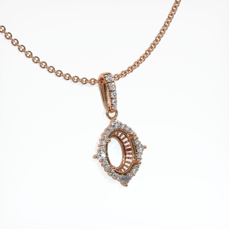 14K Rose Gold Halo Pendant Setting