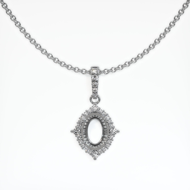 18K White Gold Halo Pendant Setting