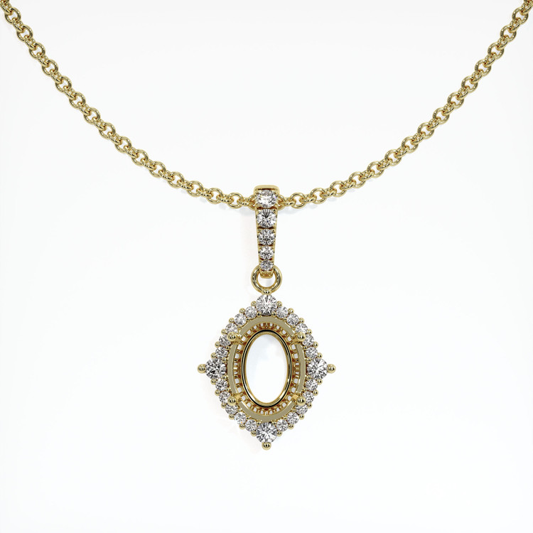14K Yellow Gold Halo Pendant Setting