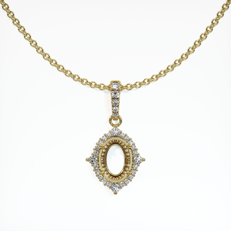 18K Yellow Gold Halo Pendant Setting