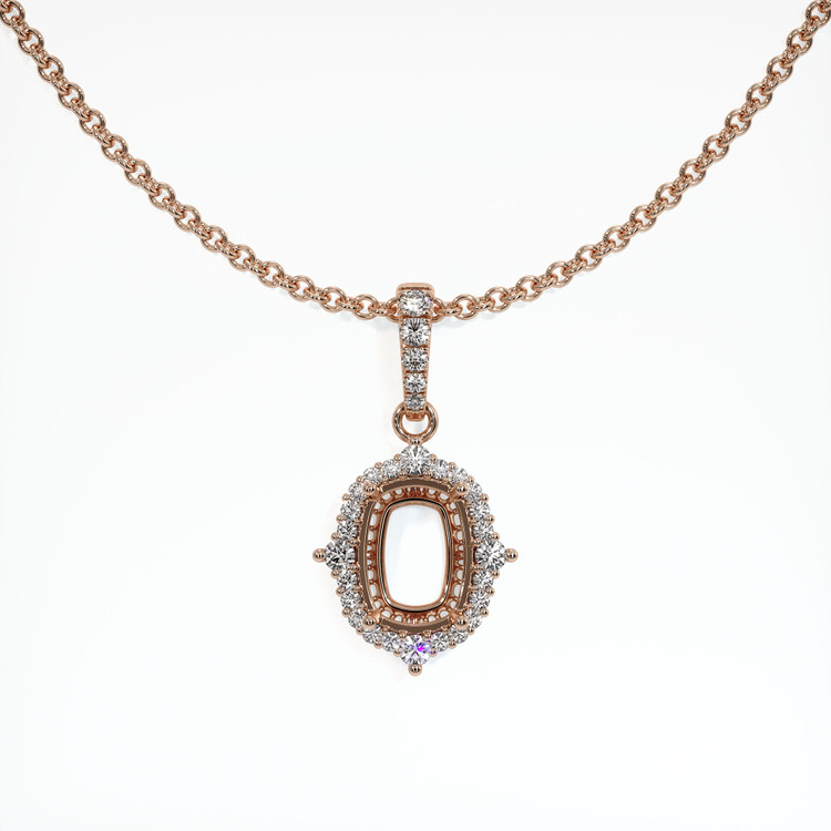 14K Rose Gold Halo Pendant Setting