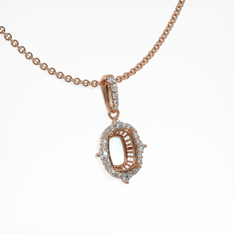 14K Rose Gold Halo Pendant Setting