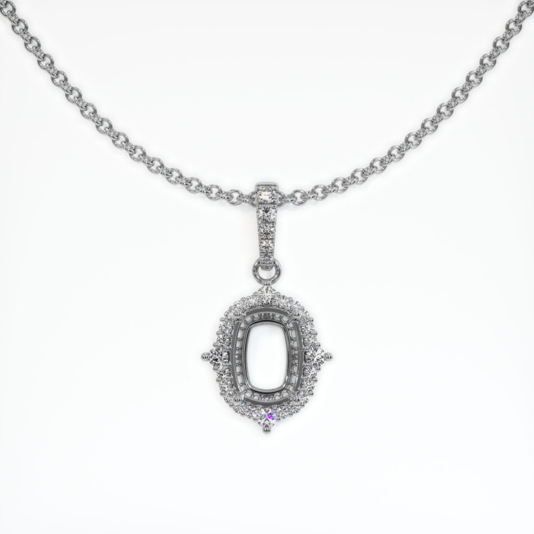 14K White Gold Halo Pendant Setting