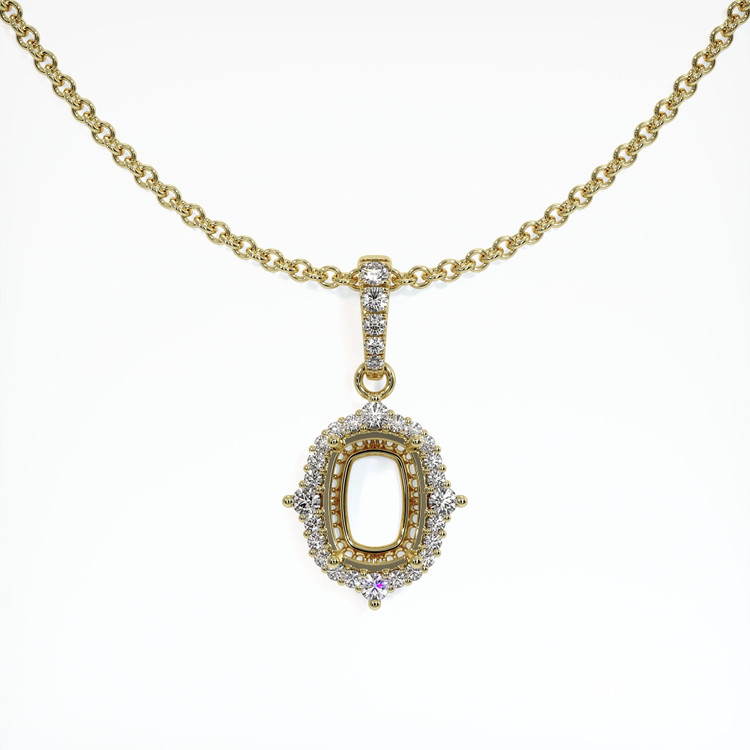 14K Yellow Gold Halo Pendant Setting