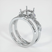 Wedding Set Rhodolite Garnet Ring 2.53 Ct., Platinum 950 Combination Setting