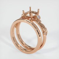 Wedding Set Green Sapphire Ring 3.01 Ct., 18K Rose Gold Combination Setting