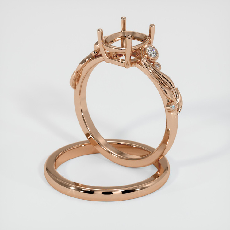 18K Rose Gold Wedding Set Ring Setting