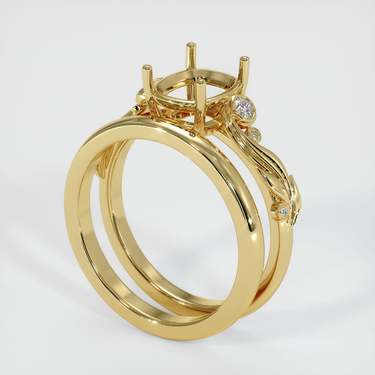 18K Yellow Gold Wedding Set Ring Setting