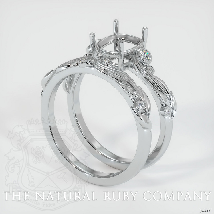 14K White Gold Accent Stones Ring Setting