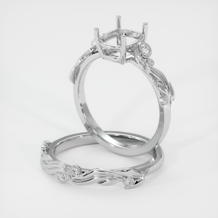 14K White Gold Accent Stones Ring Setting