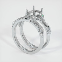 Wedding Set Emerald Ring 1.12 Ct., 18K White Gold Combination Setting