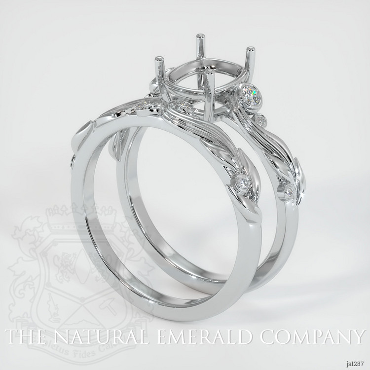 Wedding Set Emerald Ring 1.12 Ct., 18K White Gold