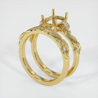 Wedding Set Emerald Ring 0.77 Ct., 18K Yellow Gold Combination Setting