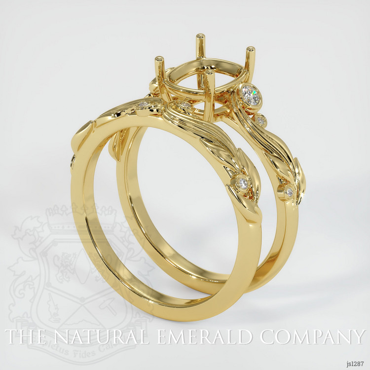 Wedding Set Emerald Ring 0.77 Ct., 18K Yellow Gold