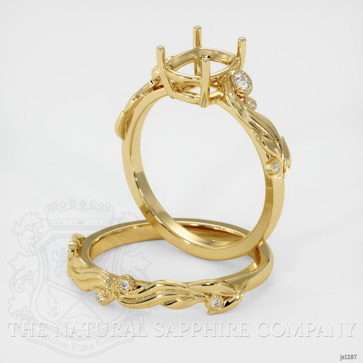 18K Yellow Gold Accent Stones Ring Setting